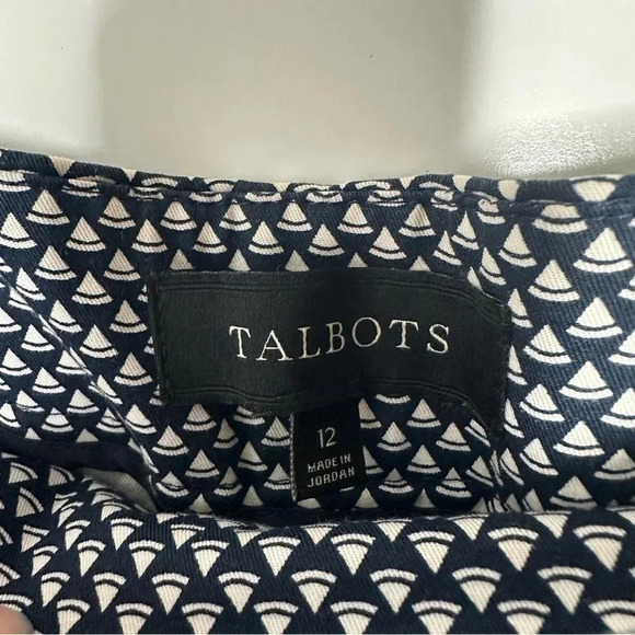 Talbots Nautical Sailboat Print Heritage Cropped Side Zip Pants Size 12 - Picture 7 of 10